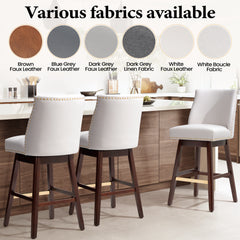 30.6" Bar Height Swivel Stools, Faux Leather Chairs with Backrest, Set of 2
