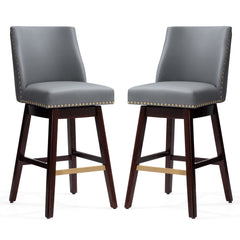 30.6" Bar Height Swivel Stools, Faux Leather Chairs with Backrest, Set of 2