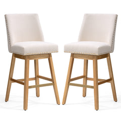 30.6" Bar Height Swivel Stools, Faux Leather Chairs with Backrest, Set of 2
