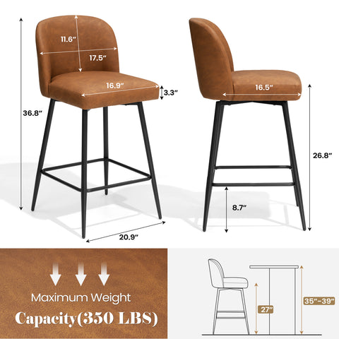 Pellebant Swivel 26.8'' Faux Leather Counter Stool (Set of 2)