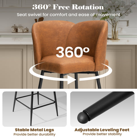 Pellebant Swivel 26.8'' Faux Leather Counter Stool (Set of 2)