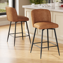 Swivel 26.8" Faux Leather Counter Stools, Set of 2