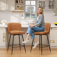Swivel 26.8" Faux Leather Counter Stools, Set of 2