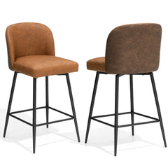 Swivel 26.8" Faux Leather Counter Stools, Set of 2