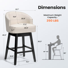 30.3" Swivel Faux Leather Counter Stool Set of 2