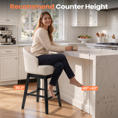 30.3" Swivel Faux Leather Counter Stool Set of 2