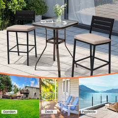 27 in. Square Aluminum Outdoor Bar Height Table with Umbrella Hole