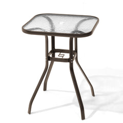 27 in. Square Aluminum Outdoor Bar Height Table with Umbrella Hole