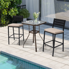 27 in. Square Aluminum Outdoor Bar Height Table with Umbrella Hole