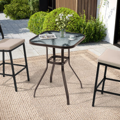 27 in. Square Aluminum Outdoor Bar Height Table with Umbrella Hole