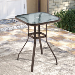 27 in. Square Aluminum Outdoor Bar Height Table with Umbrella Hole