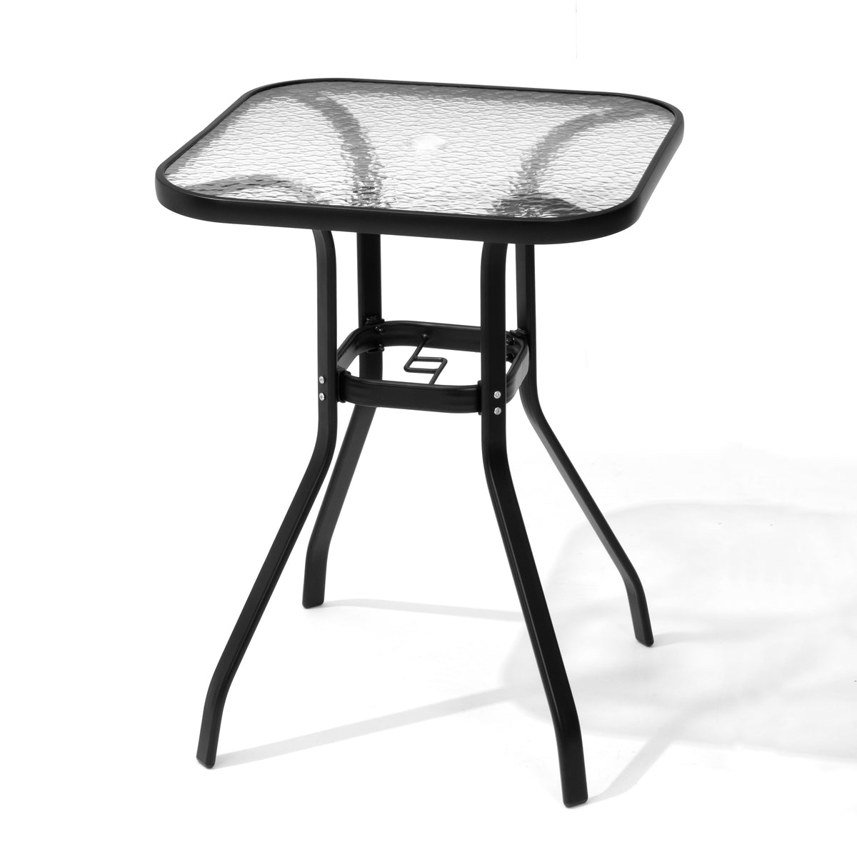 Pellebant 27 in. Aluminum Square Outdoor Bar Height Table with Umbrella Hole
