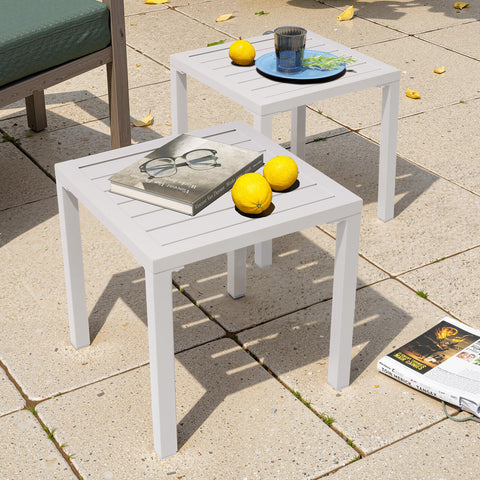 Pellebant Aluminum Square Side Table Small Patio Coffee Bistro