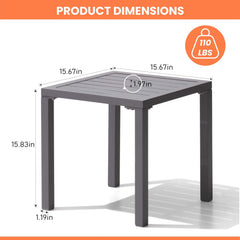 16 in. Square Aluminum Outdoor Side Table