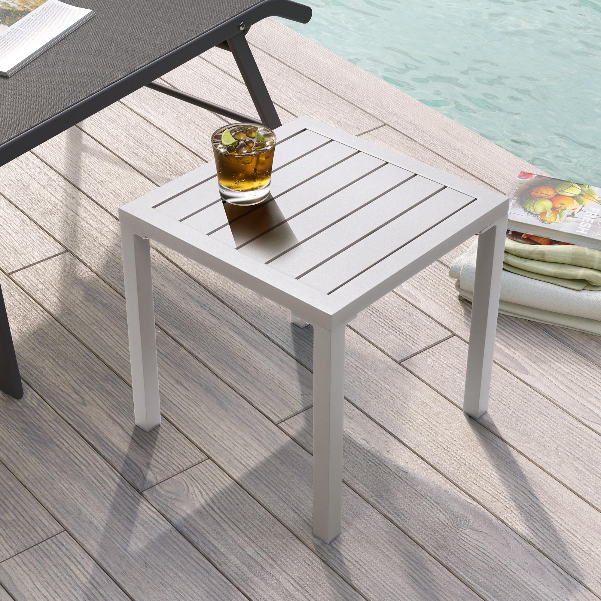 Pellebant Aluminum Square Side Table Small Patio Coffee Bistro