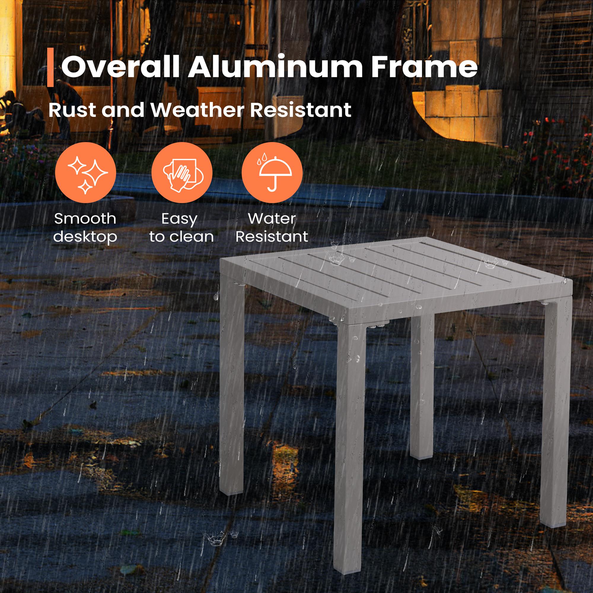 Pellebant Aluminum Square Side Table Small Patio Coffee Bistro