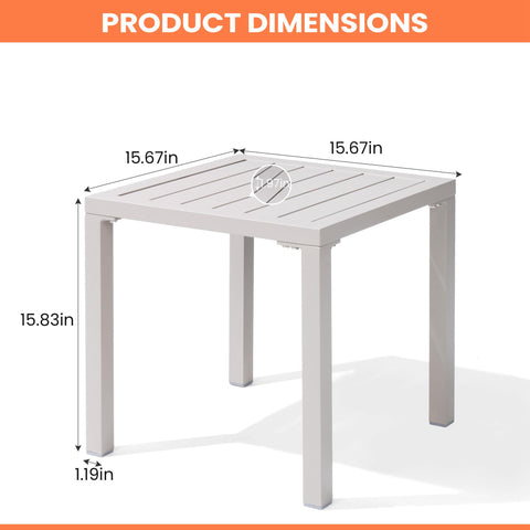 Pellebant Aluminum Square Side Table Small Patio Coffee Bistro