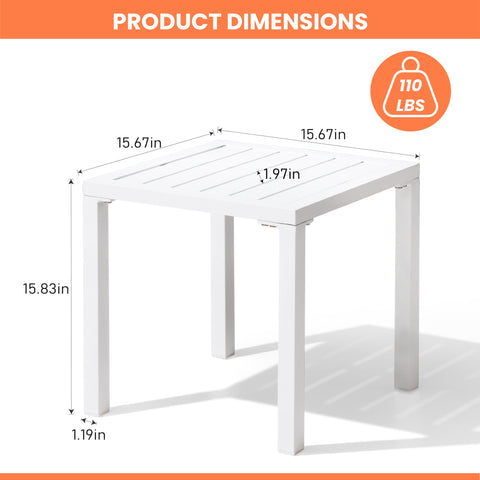 Pellebant 16 in. Aluminum Square Outdoor Side Table