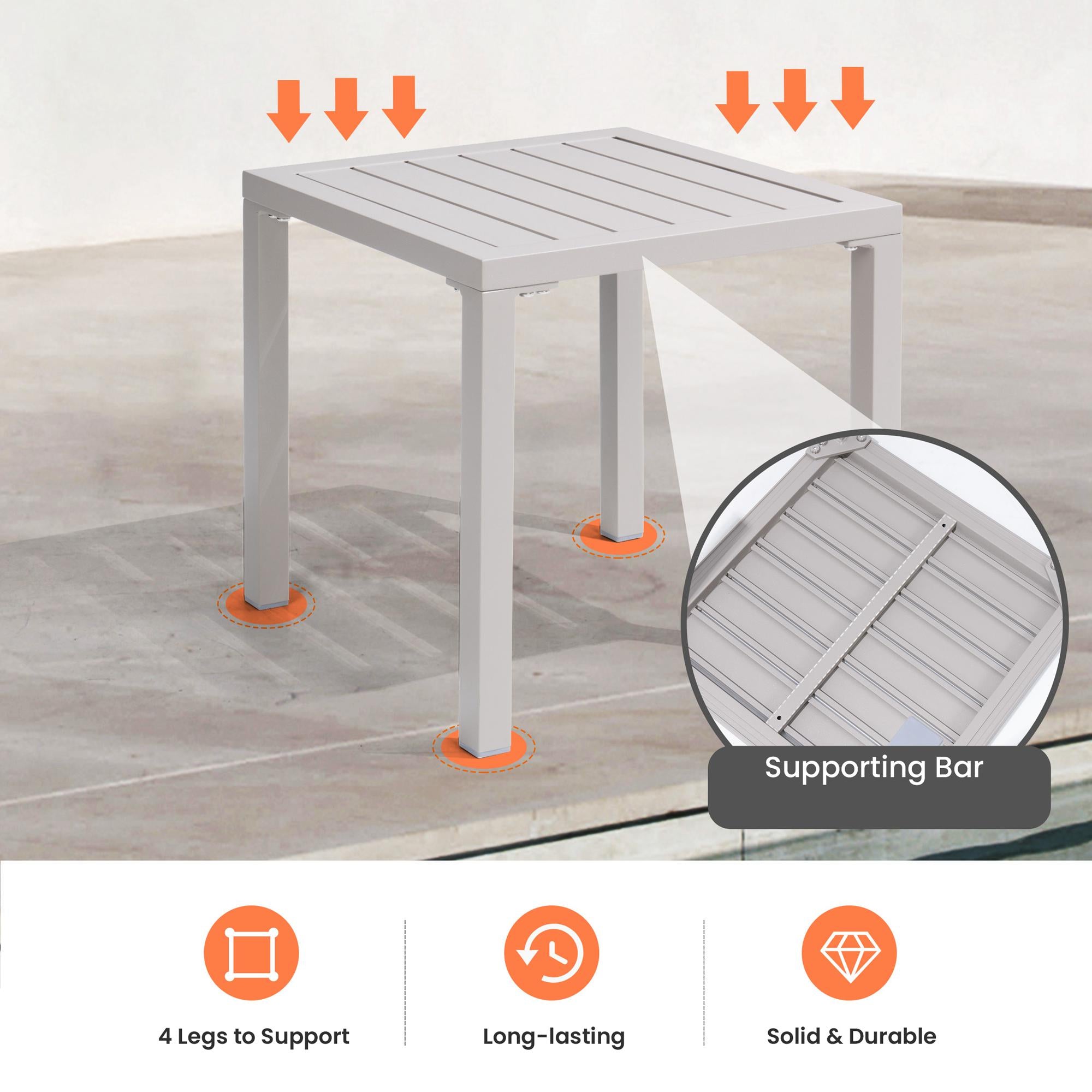 Pellebant Aluminum Square Side Table Small Patio Coffee Bistro
