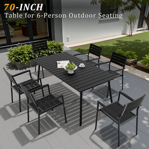 Pellebant Rectangular Aluminum Outdoor Dining Table with Umbrella Hole