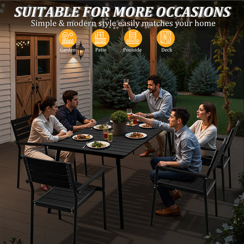 Pellebant Rectangular Aluminum Outdoor Dining Table with Umbrella Hole