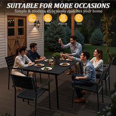Rectangular Aluminum Outdoor Patio Dining Table with Umbrella Hole