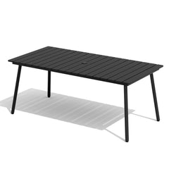 Rectangular Aluminum Outdoor Patio Dining Table with Umbrella Hole