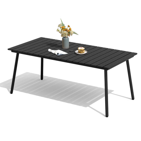 Pellebant Rectangular Aluminum Outdoor Dining Table with Umbrella Hole