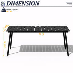 Rectangular Aluminum Outdoor Patio Dining Table with Umbrella Hole