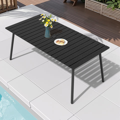 Pellebant Rectangular Aluminum Outdoor Dining Table with Umbrella Hole