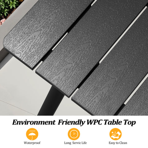 Pellebant Rectangular Aluminum Outdoor Dining Table with Umbrella Hole