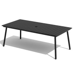 Rectangular Aluminum Outdoor Patio Dining Table with Umbrella Hole
