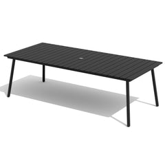 Rectangular Aluminum Outdoor Patio Dining Table with Umbrella Hole