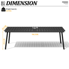 Rectangular Aluminum Outdoor Patio Dining Table with Umbrella Hole