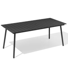 Rectangular Aluminum Outdoor Patio Dining Table with Umbrella Hole