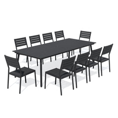 Aluminum Outdoor Patio Dining Table with Umbrella Hole and Polywood Chairs
