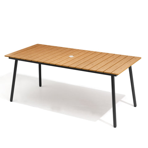 Pellebant Rectangular Aluminum Outdoor Dining Table with Umbrella Hole