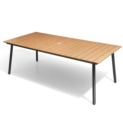 Pellebant Rectangular Aluminum Outdoor Dining Table with Umbrella Hole