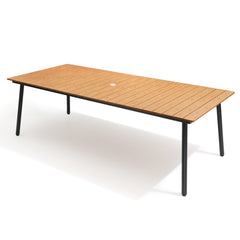 Rectangular Aluminum Outdoor Patio Dining Table with Umbrella Hole
