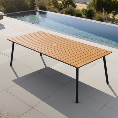 Pellebant 95 in. Outdoor Patio Dining Table with Wood-Like Top and Aluminum Frame