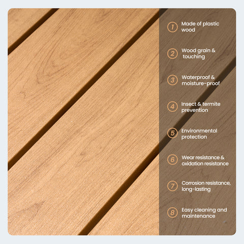 Pellebant 95 in. Outdoor Patio Dining Table with Wood-Like Top and Aluminum Frame