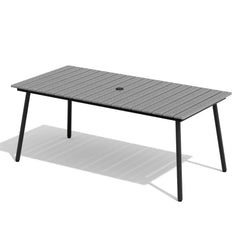 Rectangular Aluminum Outdoor Patio Dining Table with Umbrella Hole