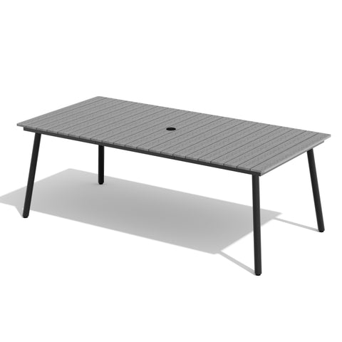 Pellebant Rectangular Aluminum Outdoor Dining Table with Umbrella Hole