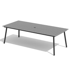 Rectangular Aluminum Outdoor Patio Dining Table with Umbrella Hole