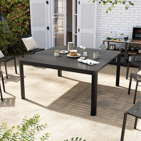 59 x 38 in. Expandable Aluminum Outdoor Patio Dining Table