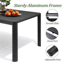 59 x 38 in. Expandable Aluminum Outdoor Patio Dining Table