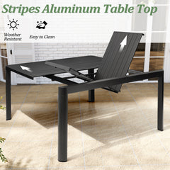 59 x 38 in. Expandable Aluminum Outdoor Patio Dining Table
