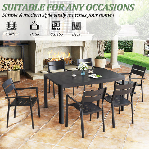 59 x 38 in. Expandable Aluminum Outdoor Patio Dining Table