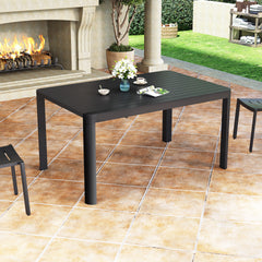 59 x 38 in. Expandable Aluminum Outdoor Patio Dining Table