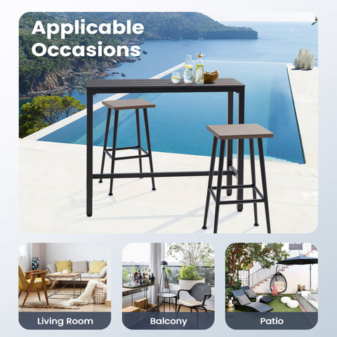 Pellebant Rectangle Outdoor Bar Table with Waterproof Top and Sturdy Metal Frame